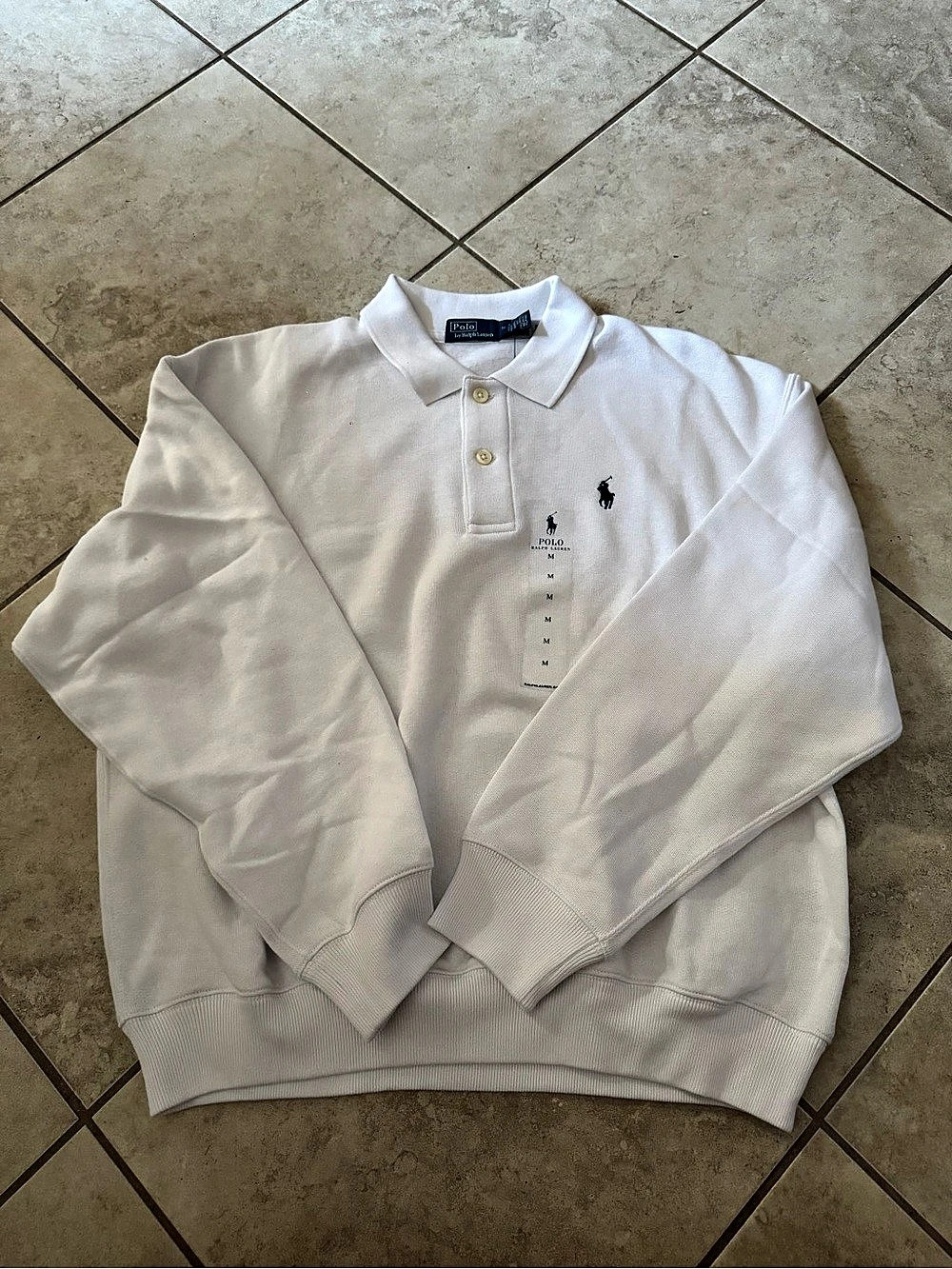 Polo Ralph Lauren Polo-Collar Fleece Shirt White Medium